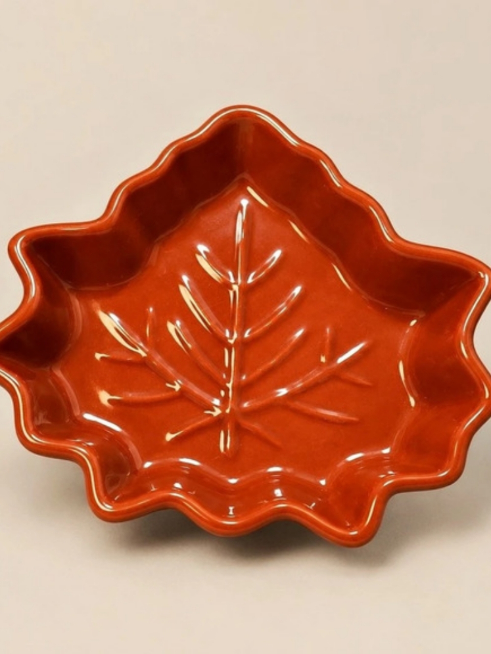 Michael's Stores Leaf-Shaped Ceramic Serving Dish in Orange